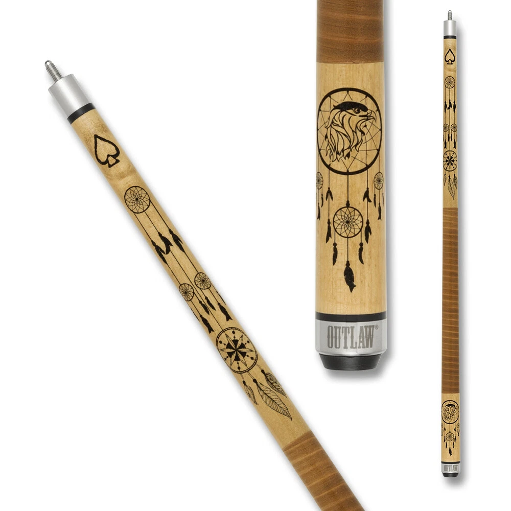 Outlaw OL56 Dreamcatcher Cue Brown Stacked Leather Wrap - Image 10
