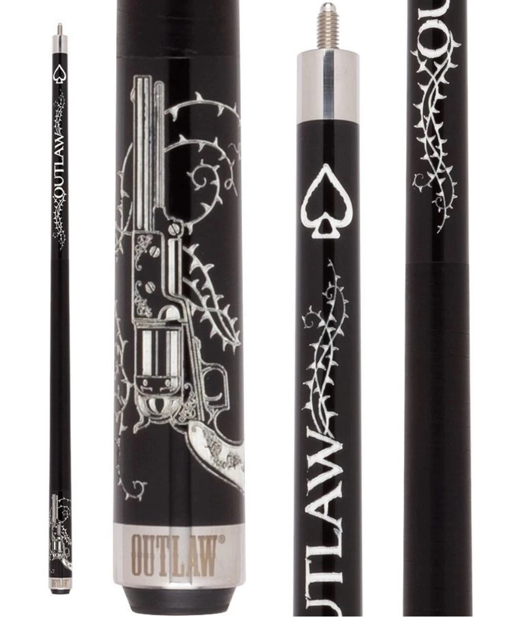 Outlaw OL60 Thunder Revolver Cue – 13mm Tip, Leather Wrap