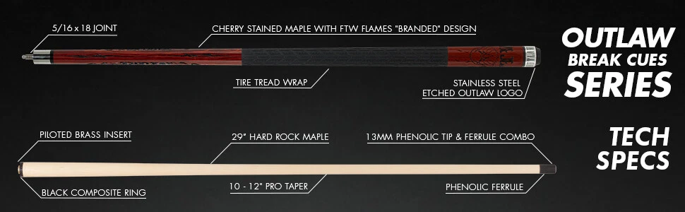 Outlaw OLBK02 Break Cue FTW Flames "branded" Design - Image 12