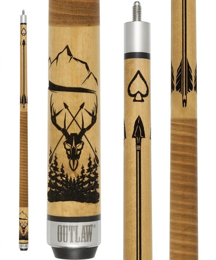 Outlaw Original OL57 Cue – 13 mm Tip, Brown Stained Maple with Leather Wrap