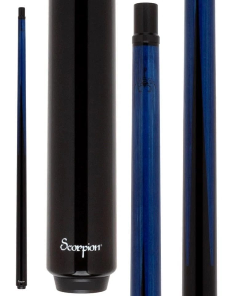 Scorpion SCO122 Sneaky Pete Carbon Fiber Cue – Blue Stain, 12.4 mm Tip
