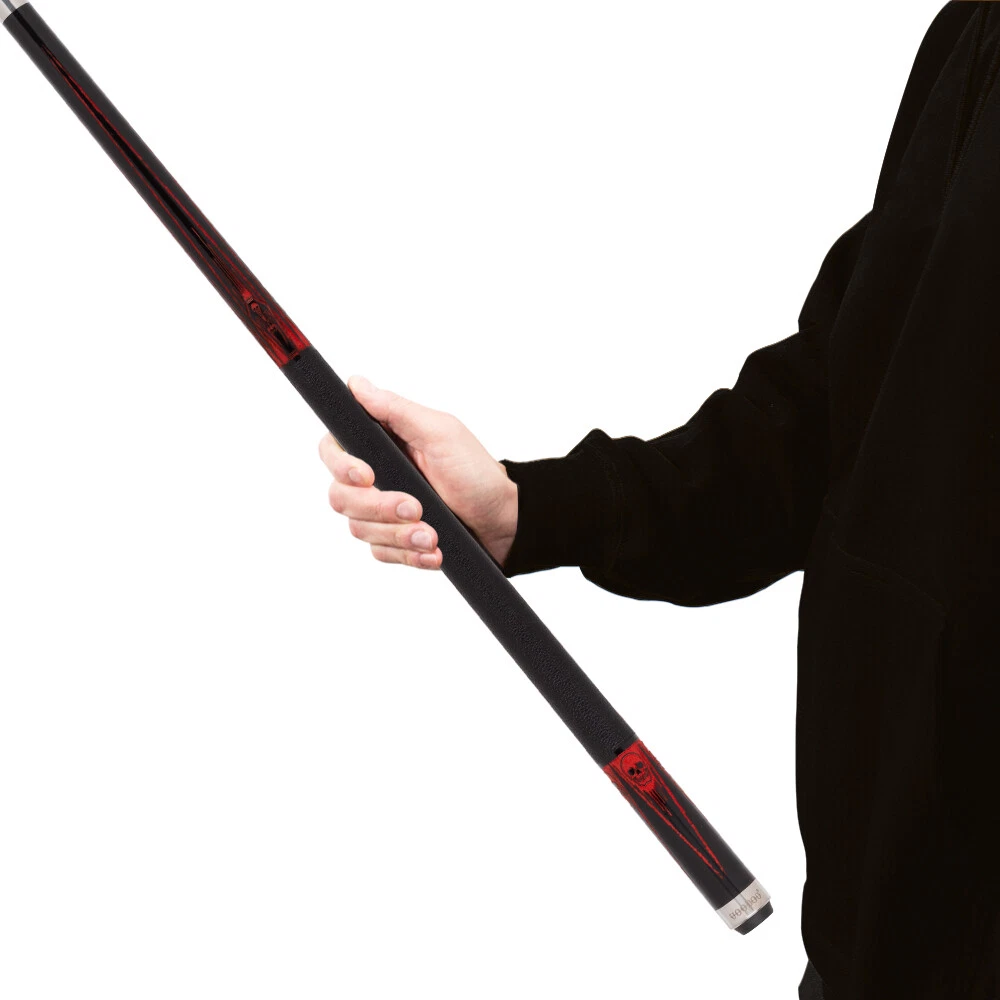 Voodoo VOD42 Coffin Skull Engraved Cue Black & Red - Image 6