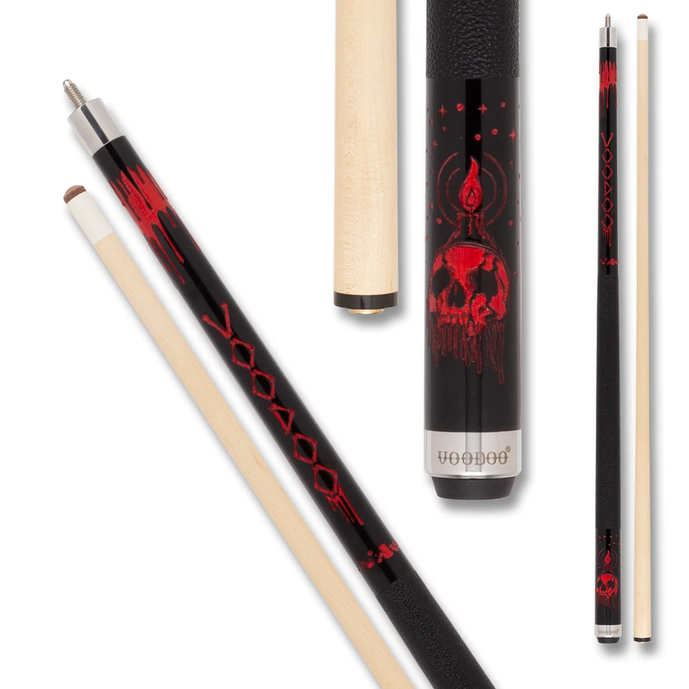 Voodoo VOD43 Cue Black & Red Skull Flame Design - Image 2