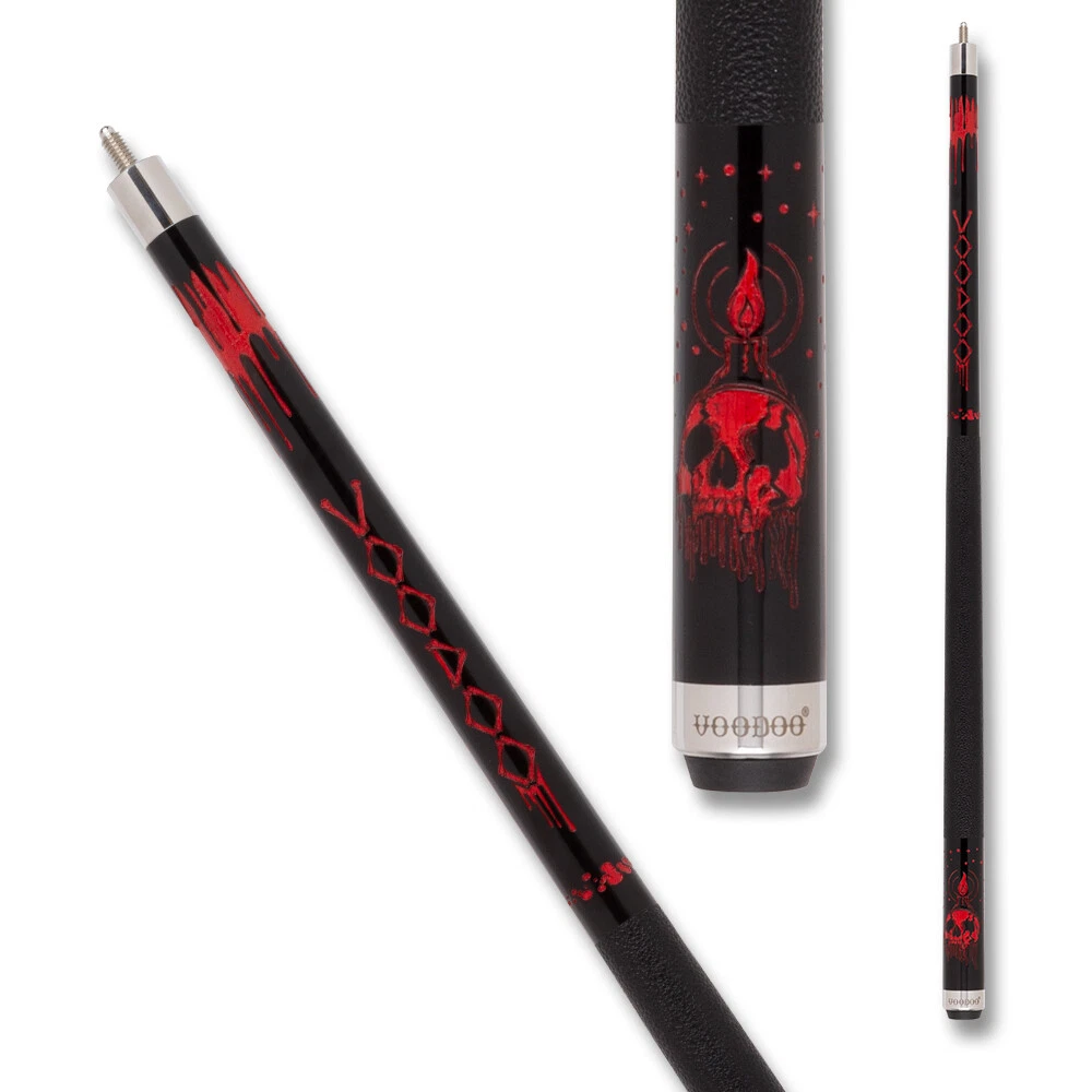 Voodoo VOD43 Cue Black & Red Skull Flame Design - Image 3